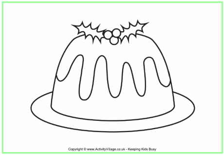 Christmas pudding colouring page 2