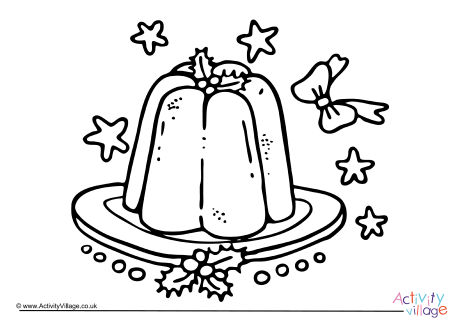 Christmas pudding colouring page 3