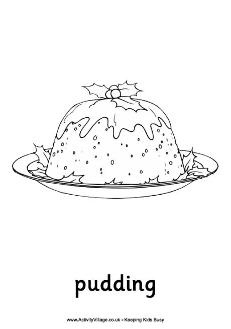 Christmas pudding colouring page