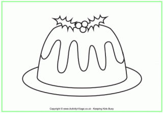 Christmas Pudding Colouring Pages