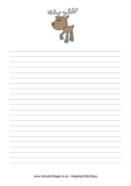 Christmas reindeer writing paper