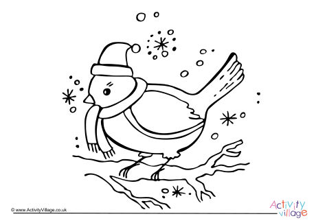 Christmas robin colouring page