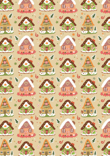 Christmas Scrapbook Paper - Gingerbread Houses