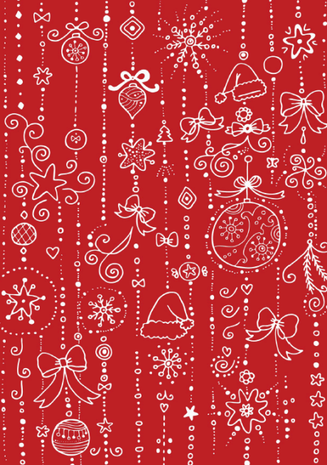 Christmas scrapbook paper - white on red doodle