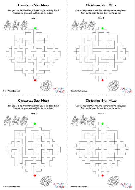 Christmas Star Mazes Christmas Star Mazes
