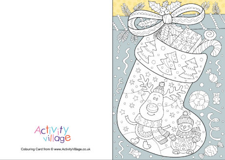 Christmas stocking colour pop colouring card Christmas stocking colour pop colouring card