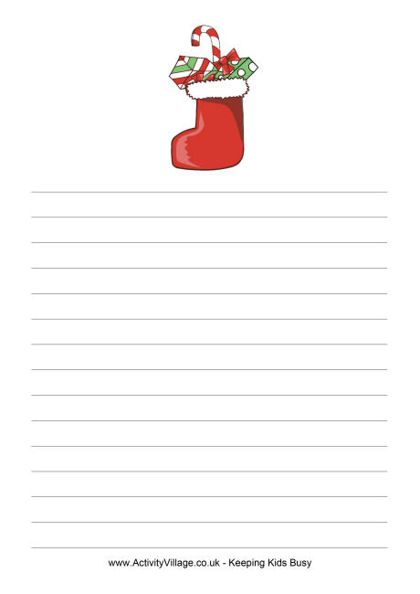 Christmas stocking writing paper