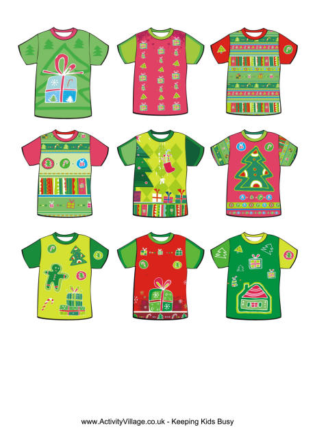 Christmas T-Shirt Sorting and Matching Game Christmas T-Shirt Sorting and Matching Game