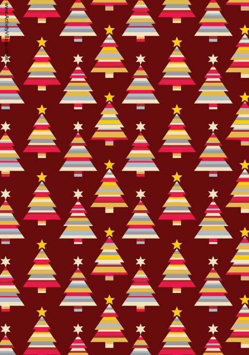 Christmas Scrapbook Paper - Stripy Trees