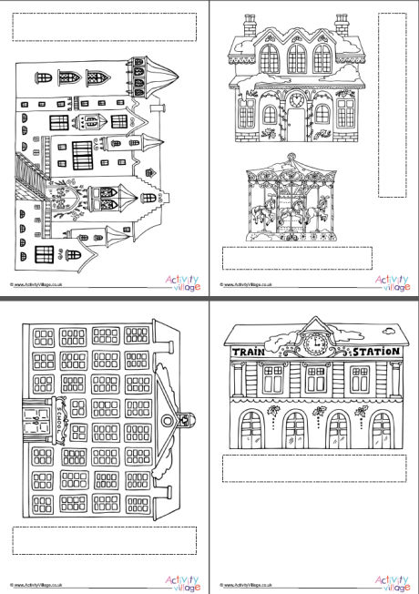 Christmas village colouring activity Christmas village colouring activity