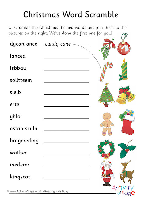 Christmas Word Scramble Christmas Word Scramble
