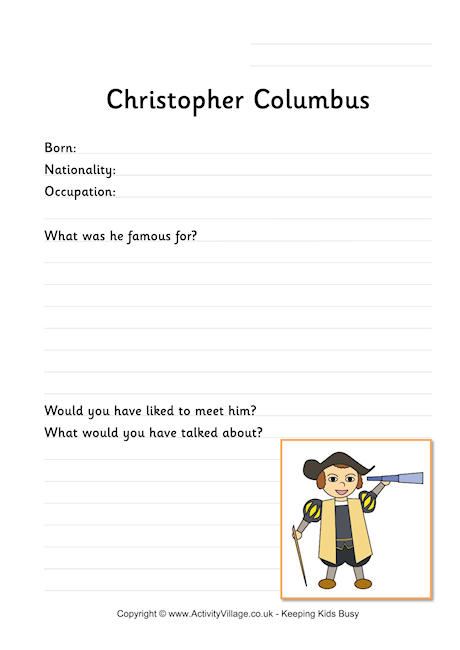Christopher Columbus Worksheet