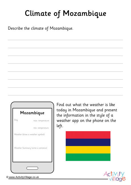 Climate Of Mozambique Worksheet