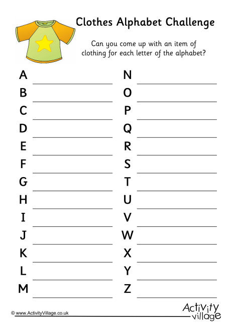 Clothes Alphabet Challenge