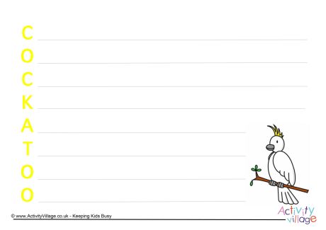Cockatoo acrostic poem printable