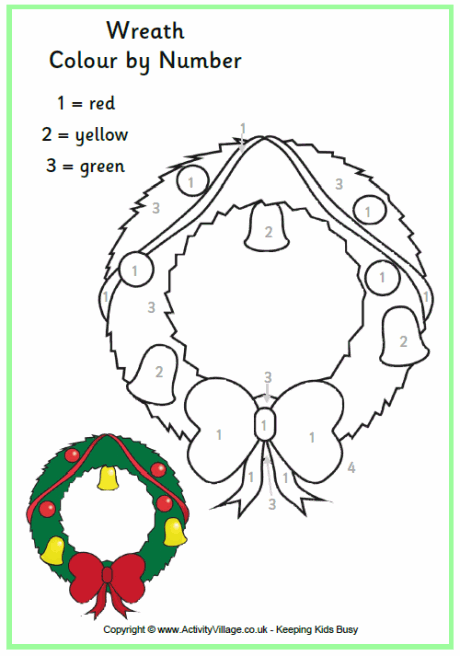 Christmas Wreath Colour by Number