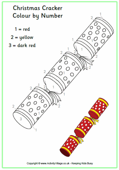 Christmas cracker colour by number