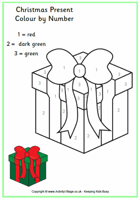 Christmas present colour by number