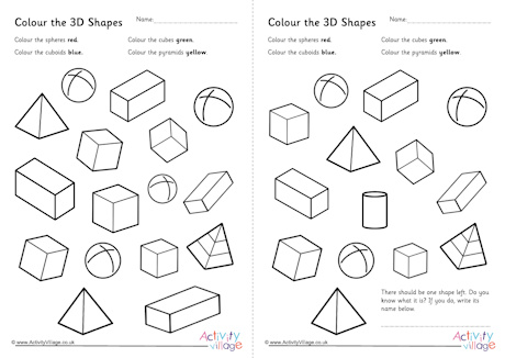 Colour the 3d shapes worksheets
