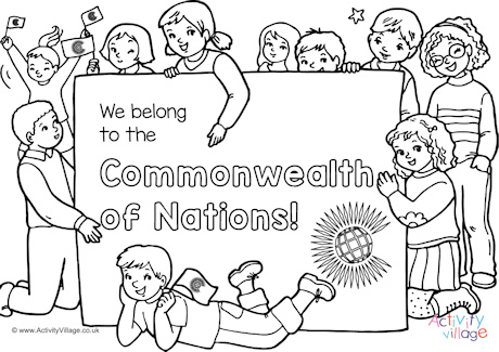Commonwealth kids colouring page