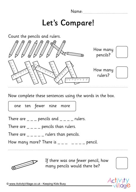 Comparing Numbers 1 To 10 School