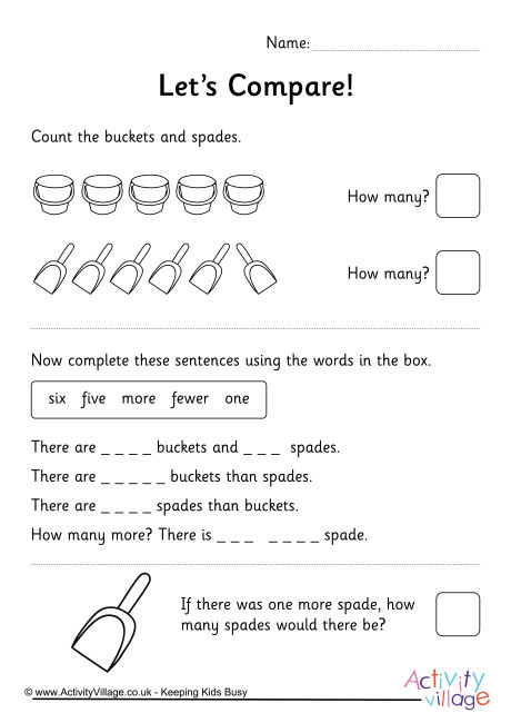 Comparing Numbers 1 To 10 Seaside