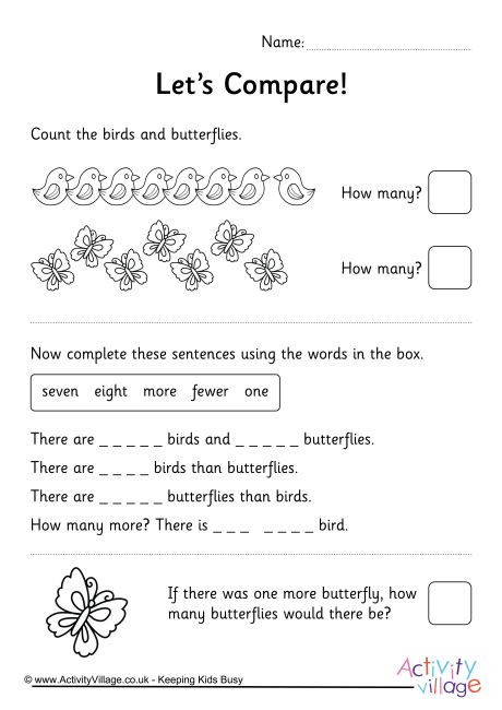 Comparing Numbers 1 To 10 Spring