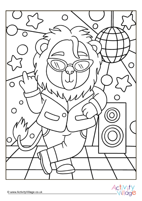 Cool lion colouring page 2