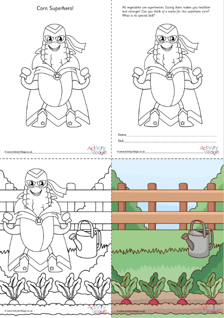 Corn Superhero colouring set