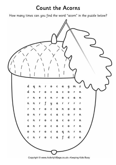 Count the acorns puzzle