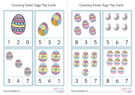 Counting Easter eggs peg cards