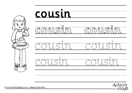 Cousin Handwriting Worksheet