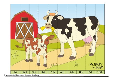 Cows jigsaw - ordinal numbers Cows jigsaw - ordinal numbers