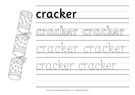 Cracker handwriting worksheet
