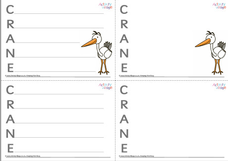 Crane Acrostic Poem Printable