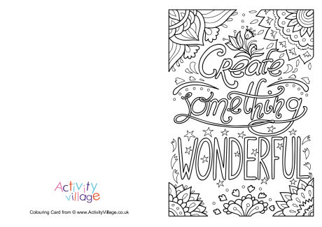 Create something wonderful colouring card