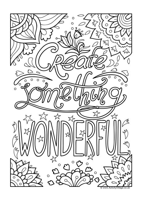 Create something wonderful colouring page