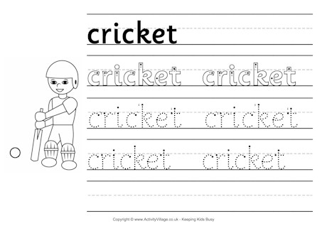 Cricket handwriting worksheet
