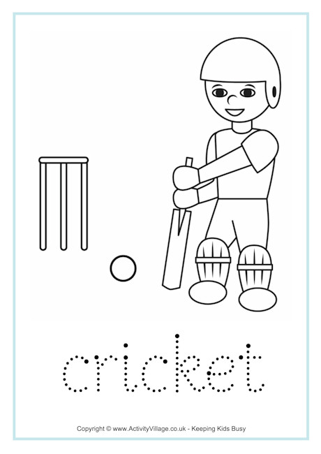 Cricket tracing worksheet