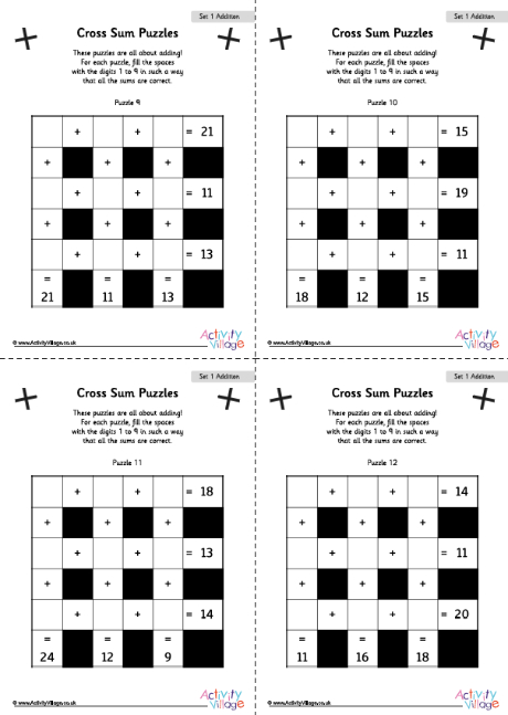 Cross sums adding set 1