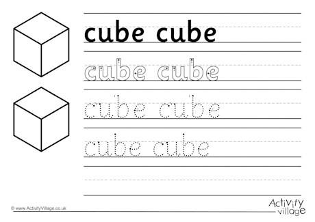 Cube handwriting worksheet