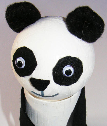 Cup and ball panda closeup, panda craft for kids