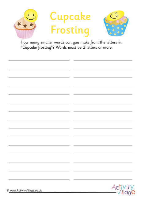 Cupcake Frosting How Many Words