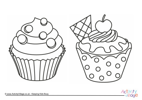 Cupcakes colouring page 1