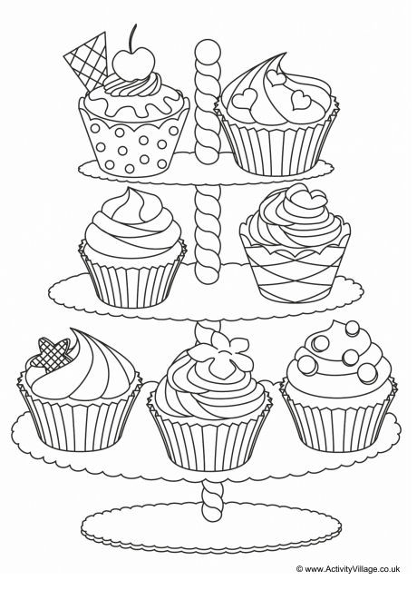 Cupcakes Colouring Page 4