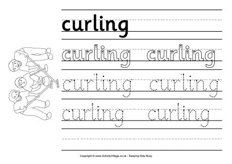 Curling handwriting worksheet
