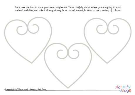 Curly hearts pencil control