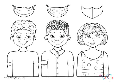 Cut and paste masks colouring page