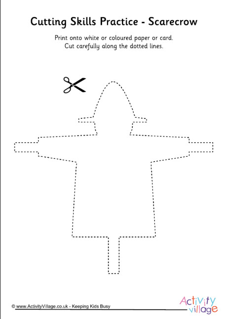Cutting autumn shapes  scarecrow