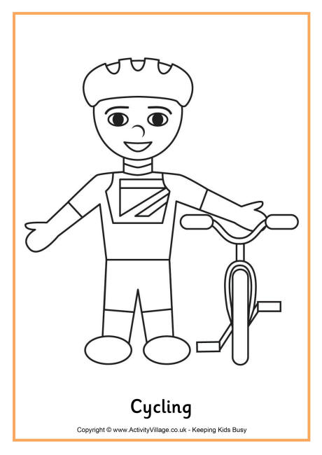 Cycling colouring page